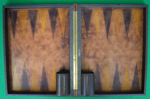 "Abercrombie & Fitch Backgammon Board w/ Italian Leather Clamshell Case"