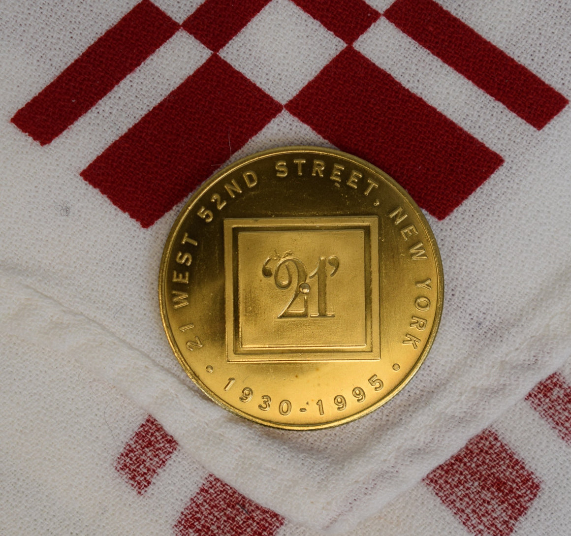 The "21" Club 1930-1995 Anniversary Spinner Brass Coin (New/ Uncirculated)