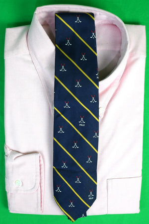 "Polo Ralph Lauren Navy w/ Gold Stripe Italian Silk Golf Club Tie"