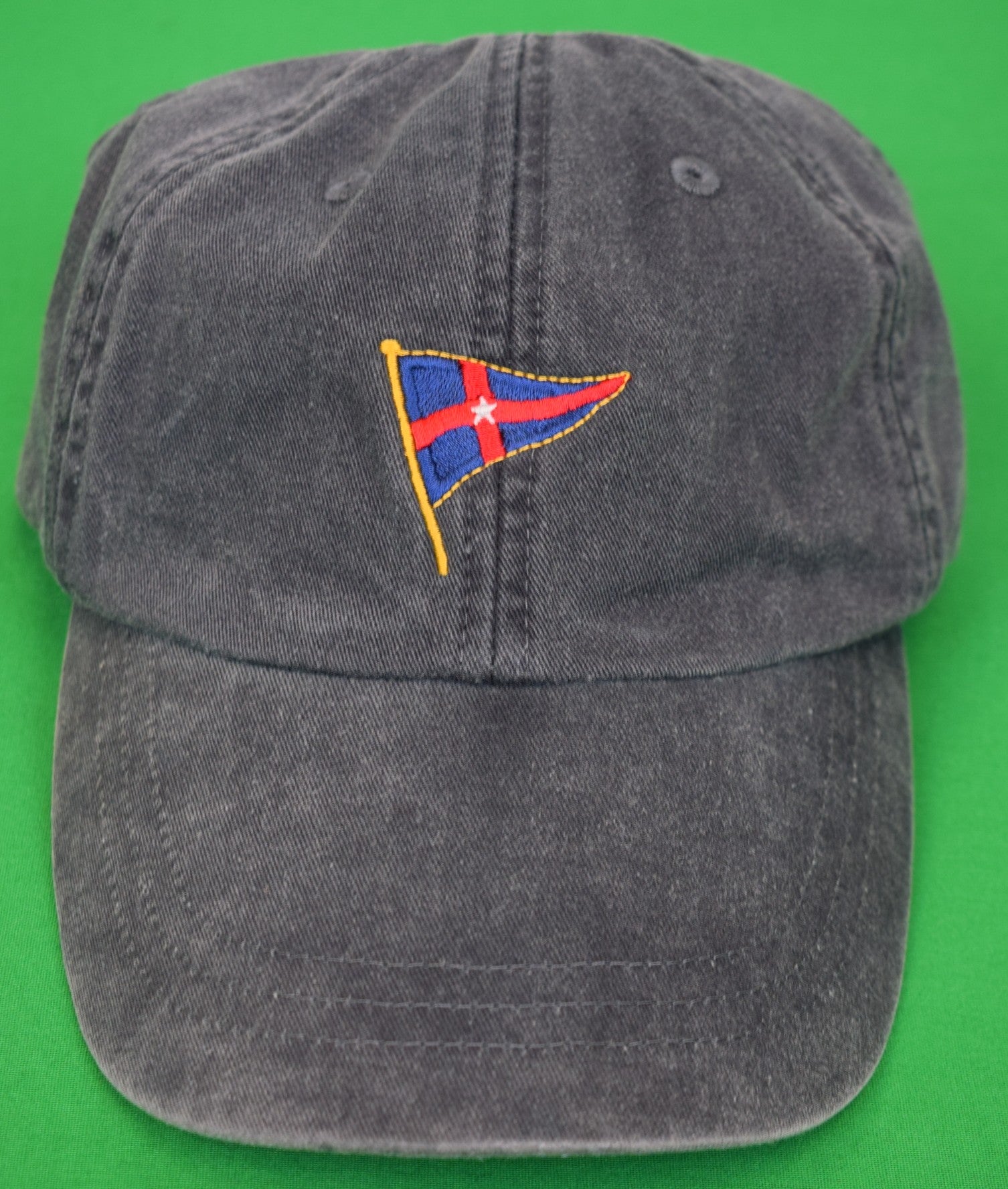 New York Yacht Club Newport RI Weathered Navy Blue Cap w/ Embroidered NYYC Burgee Flag