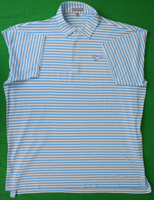 Peter Millar Blue & White Stripe Polo Shirt w/ Mill Reef Club Antigua Logo Sz: XXL