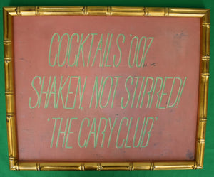 "Cocktails '007 Shaken, Not Stirred The Cary Club" 2009