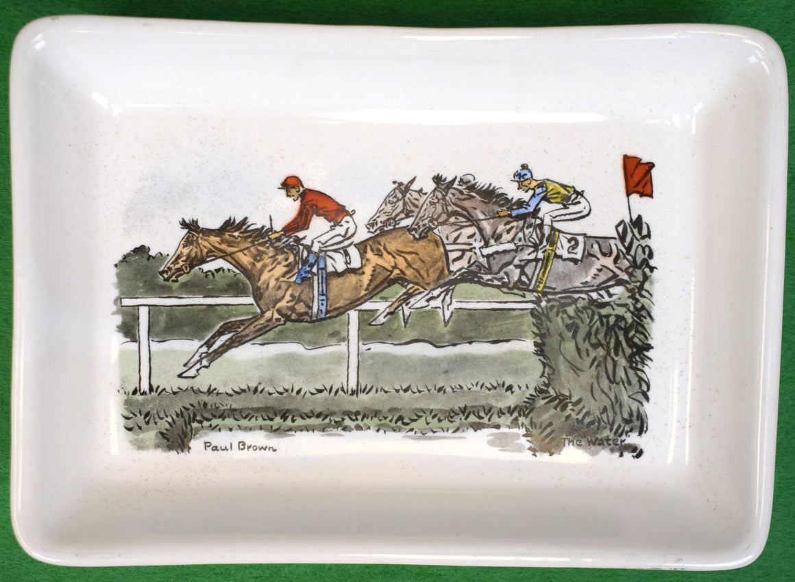 Paul Brown The Water Jump Steeplechase Ceramic Hand Colored c1962 Tray
