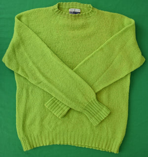 "Drumohr x Mill Pond House Chartreuse Shaggy Dog Shetland Crewneck Sweater Made In Scotland" Sz L