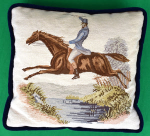 "Hand-Needlepoint Horse & Rider Pillow" (SOLD)