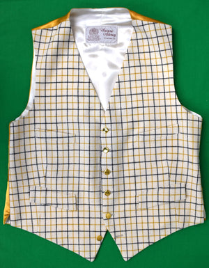 Swaine Adeney English Wool Gold/ Navy Tattersall Vest Sz 42