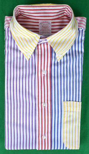 Brooks Brothers c1980s Multi Stripe Broadcloth B/D Fun Shirt Sz 15 1/2-R