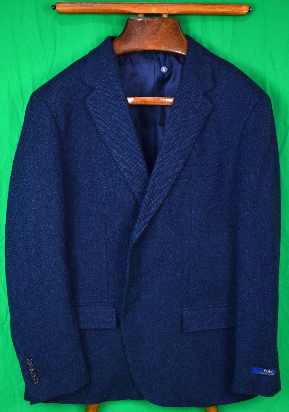 Polo Ralph Lauren Char Blue Herringbone Tweed Jacket Sz 48R (New w/ RL Tag)