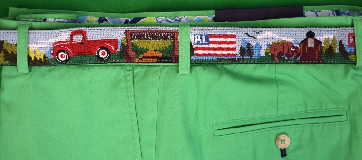 Ralph Lauren Polo Bear Western Needlepoint Belt Sz 40