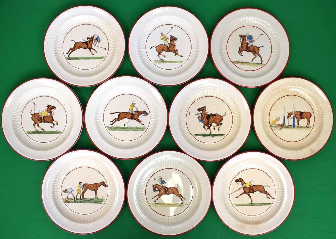"Set x 10 Cyril Gorainoff Hand Painted Polo Scene 10"D Dinner Plates"
