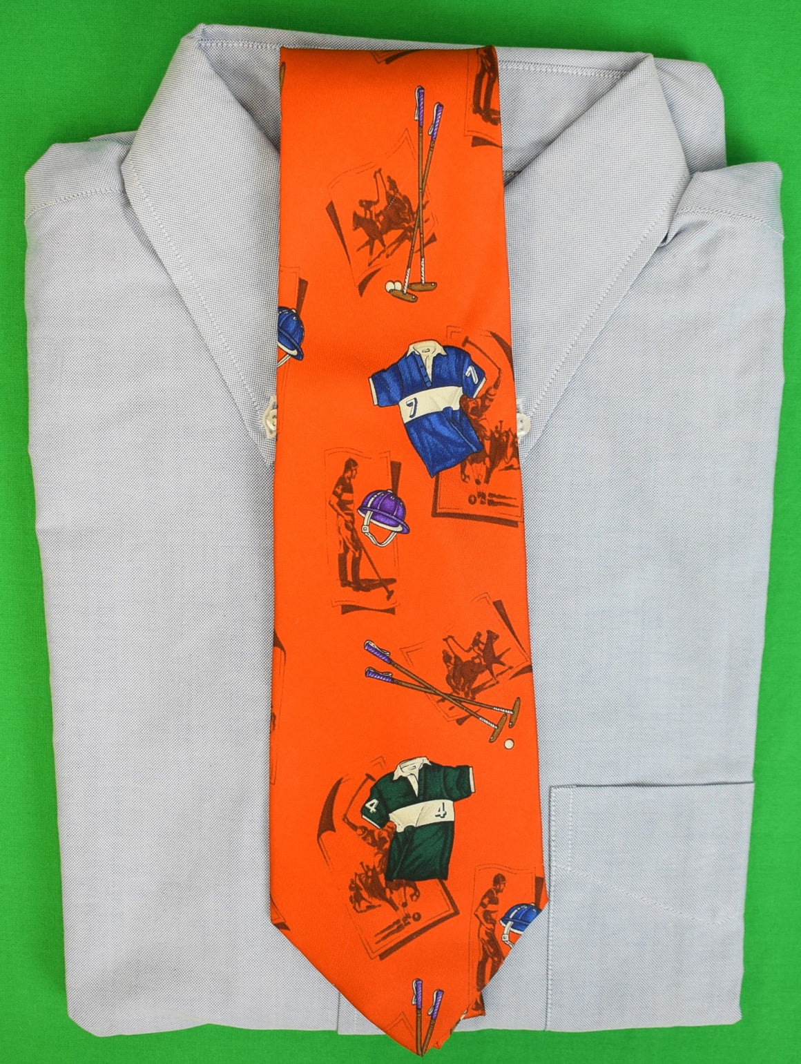 "Polo Ralph Lauren Spice Orange Equestrian Print Vintage Silk Tie" (NWT)