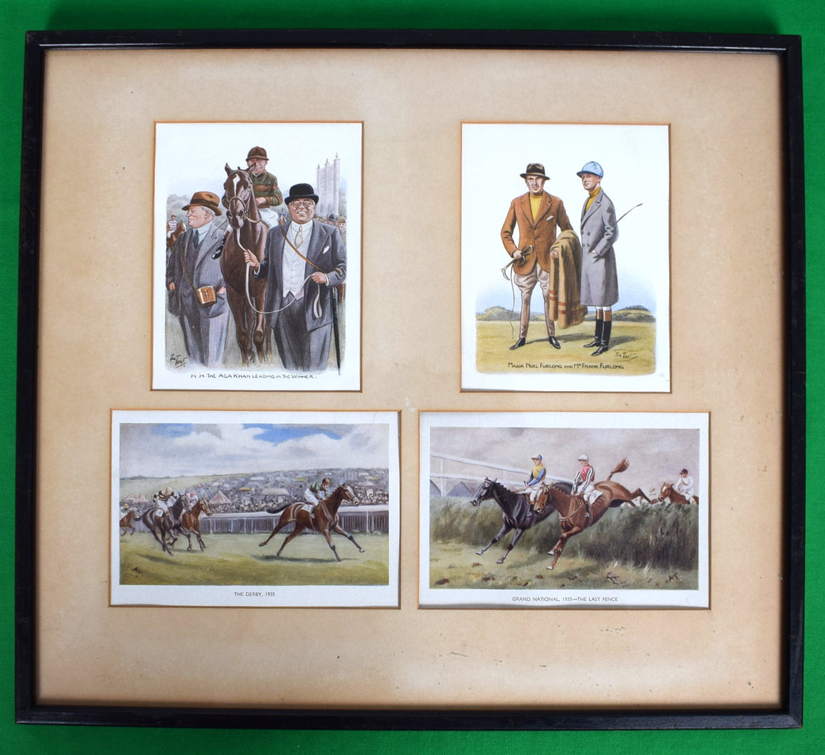 Set x 4 Framed Turf Caricatures Relating to the 1935 English Derby & The Grand National