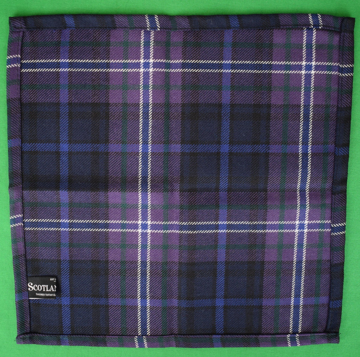 Purple Tartan Scottish Wool Pocket Square
