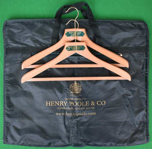 "Henry Poole & Co 15 Savile Row Nylon Garment Bag w/ 2 Wood/ Plaque Hangers" (NEW)