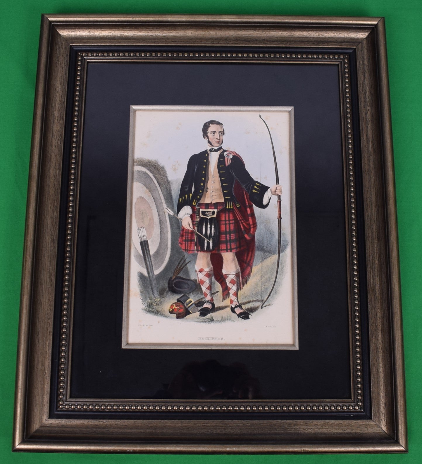"Antique Mackinnon Highlander Lithograph by Bosley" 1845 Framed Print