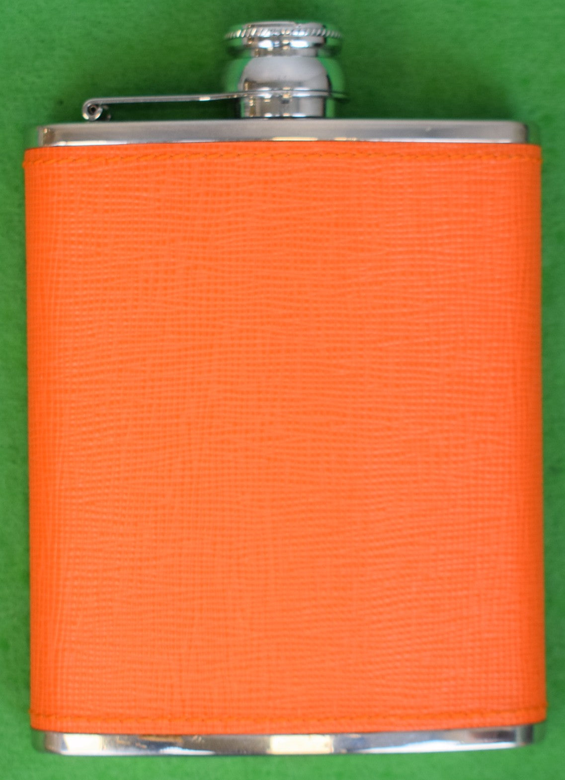 Paul Smith Orange Leatherette 6oz Stainless Steel Flask Made In Great Britain