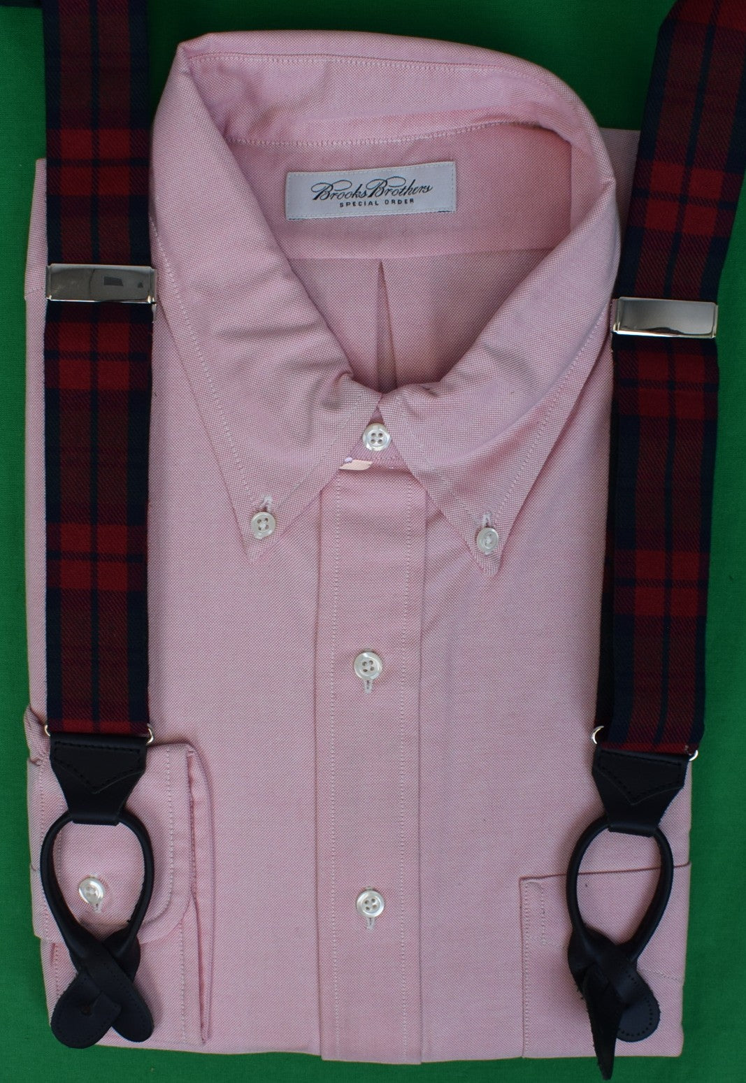 "Albert Thurston Made In England Burgundy/ Green Tartan Plaid Braces" (NWOT)