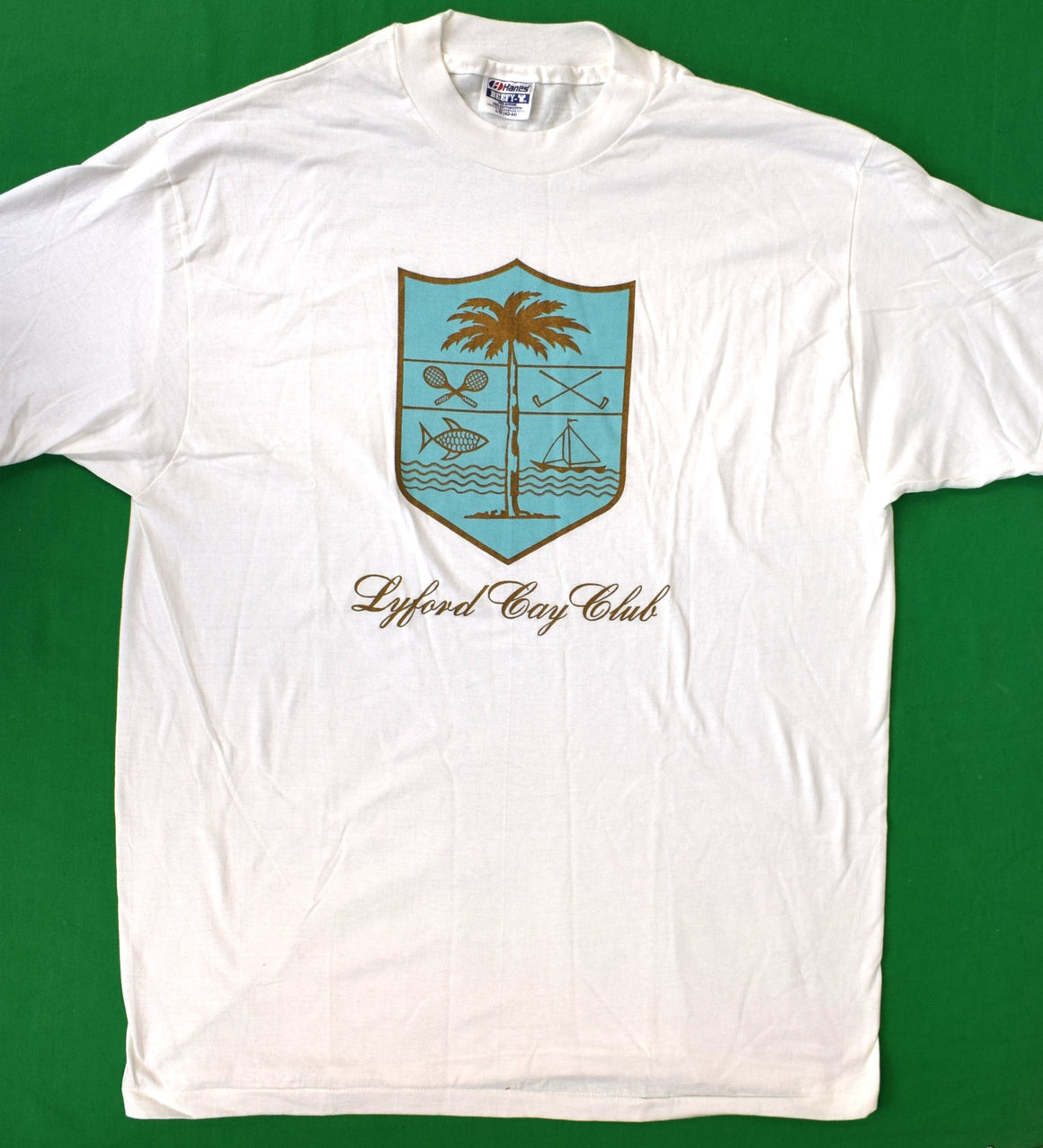 "Lyford Cay Club White S/S T Shirt" Sz L (42-44) (NWOT)