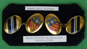 "Manchester Technology Association England Hard Gold-Plated Cufflinks" (NEW)