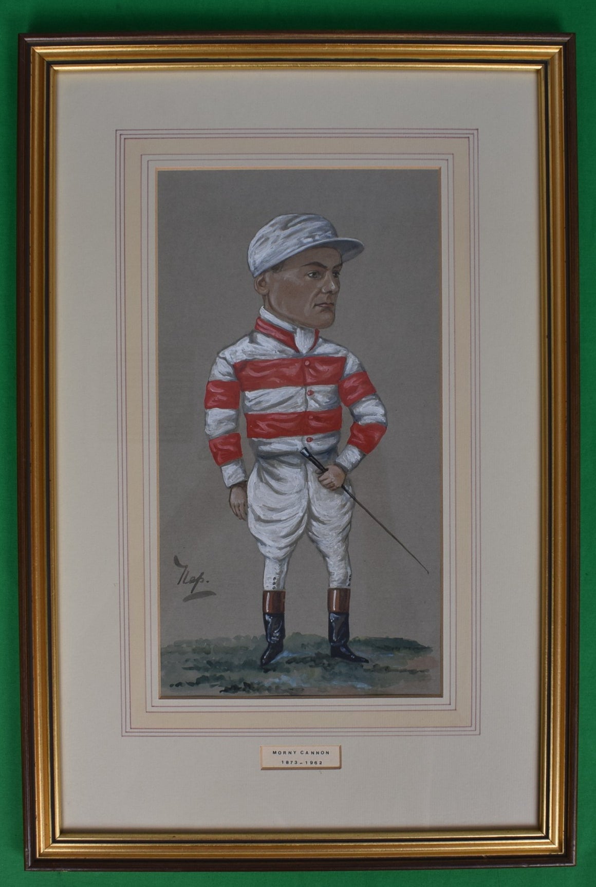 Morny Cannon (1873-1962) Jockey Pastel Watercolour Portrait by NAP