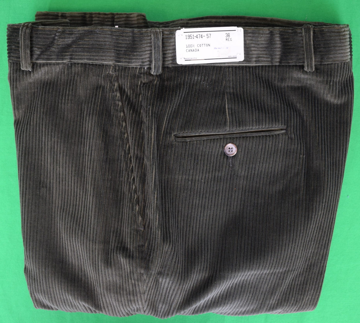 "The Andover Shop Brown Olive Plain Front Mid-Wale Corduroy Trousers" Sz 38R (NWT)