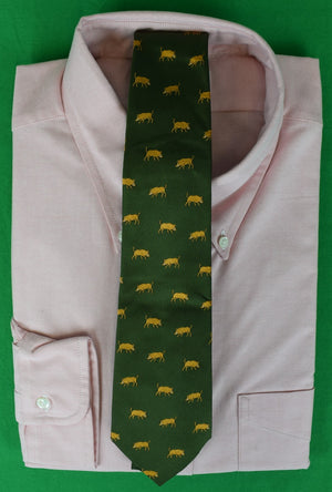 Cordings Green Olive Wild Boar Silk Tie
