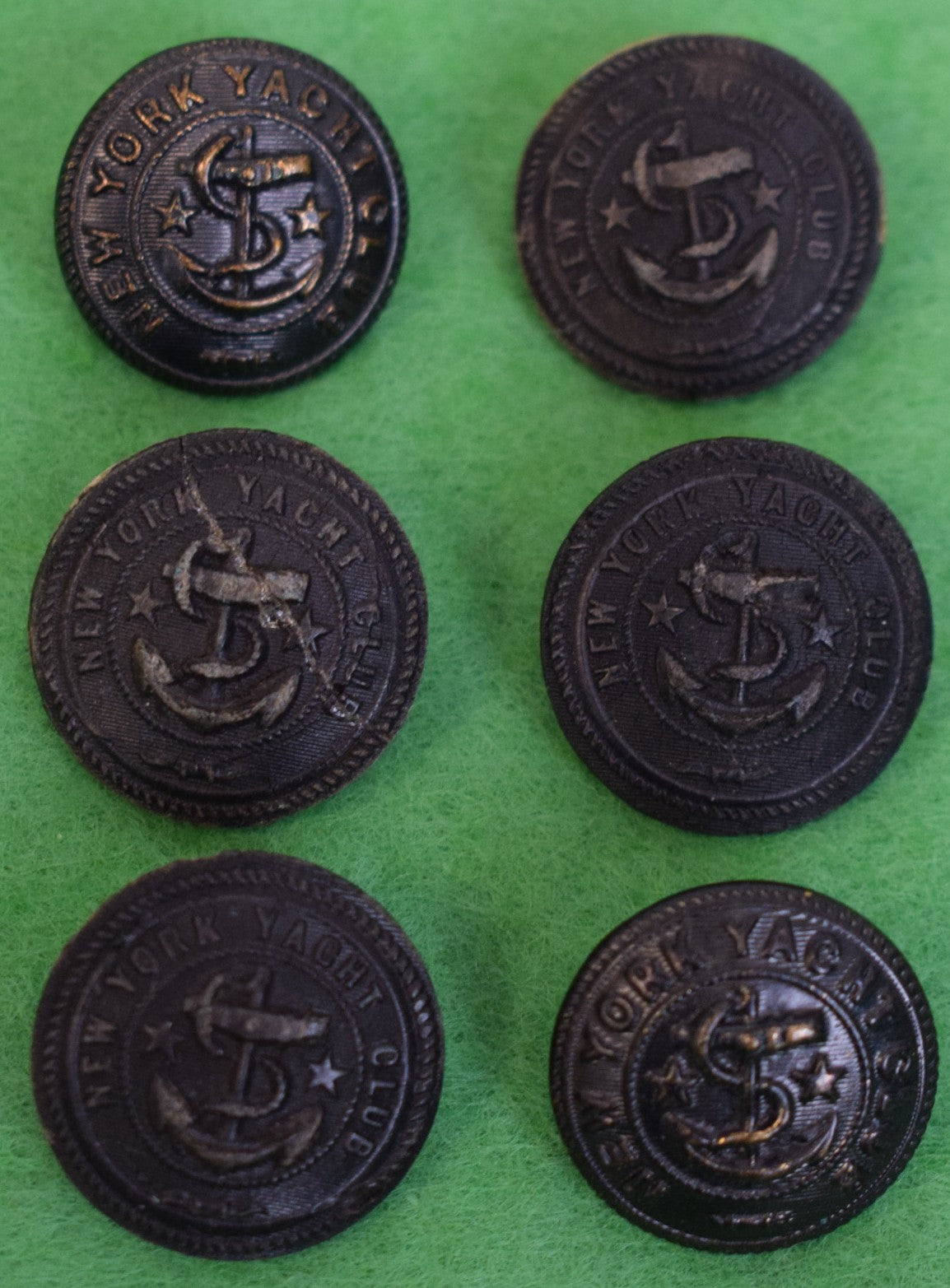 "Set x 6 New York Yacht Club Blazer Buttons"