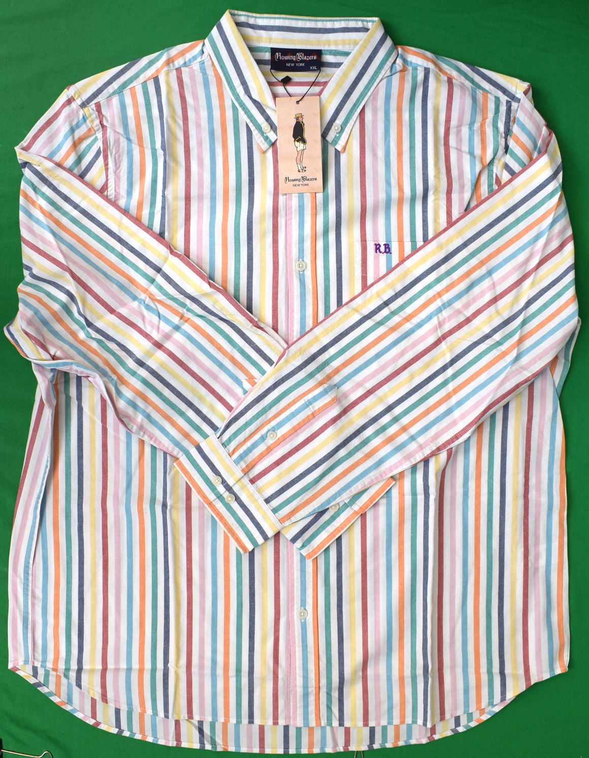 Rowing Blazers Multi Stripe OCBD Shirt Sz XXL (NWT)