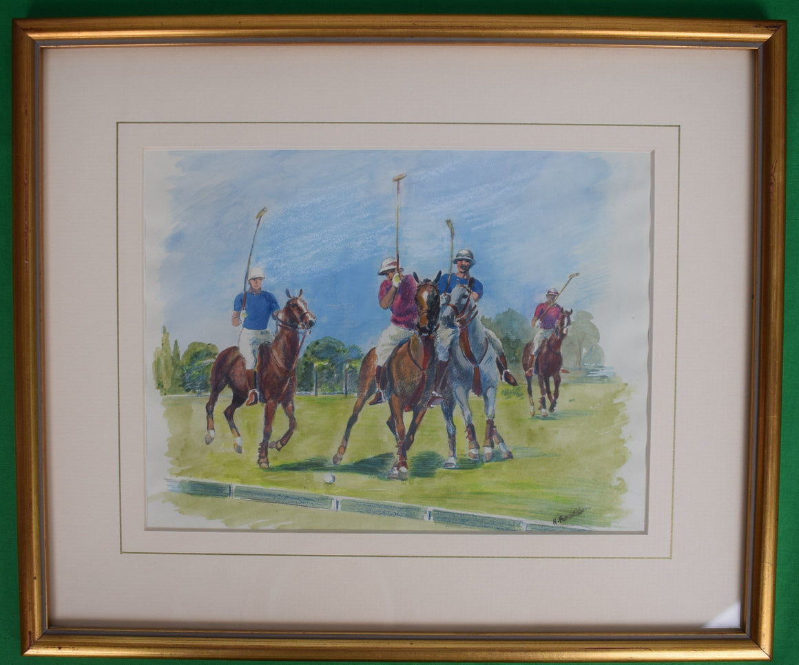 British Polo Match #6 Watercolour by Helen Anderson (British, 20th Century)