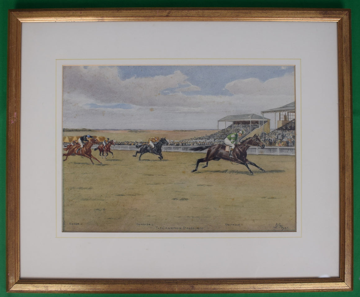"The Champion Stakes 1920" Watercolour by Isaac J. Cullin (1881-1947)