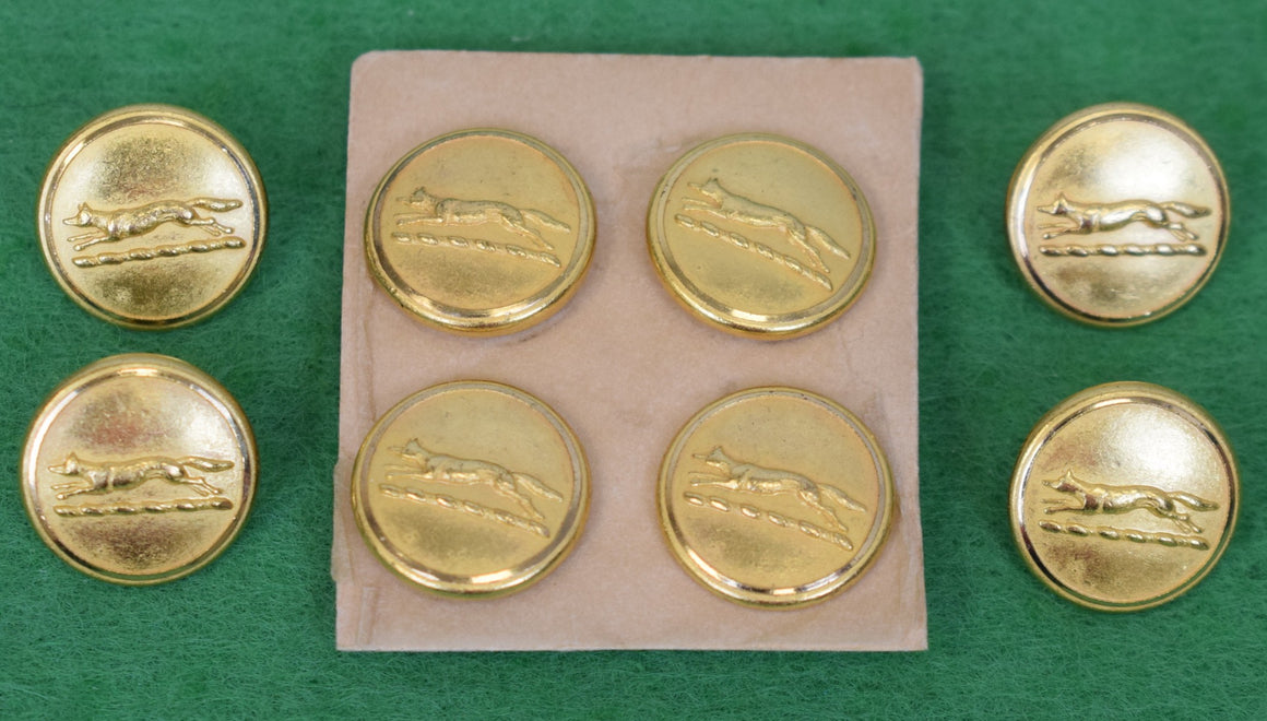 Set x 8 English Brass Running Fox Blazer Sleeve/ Vest Buttons