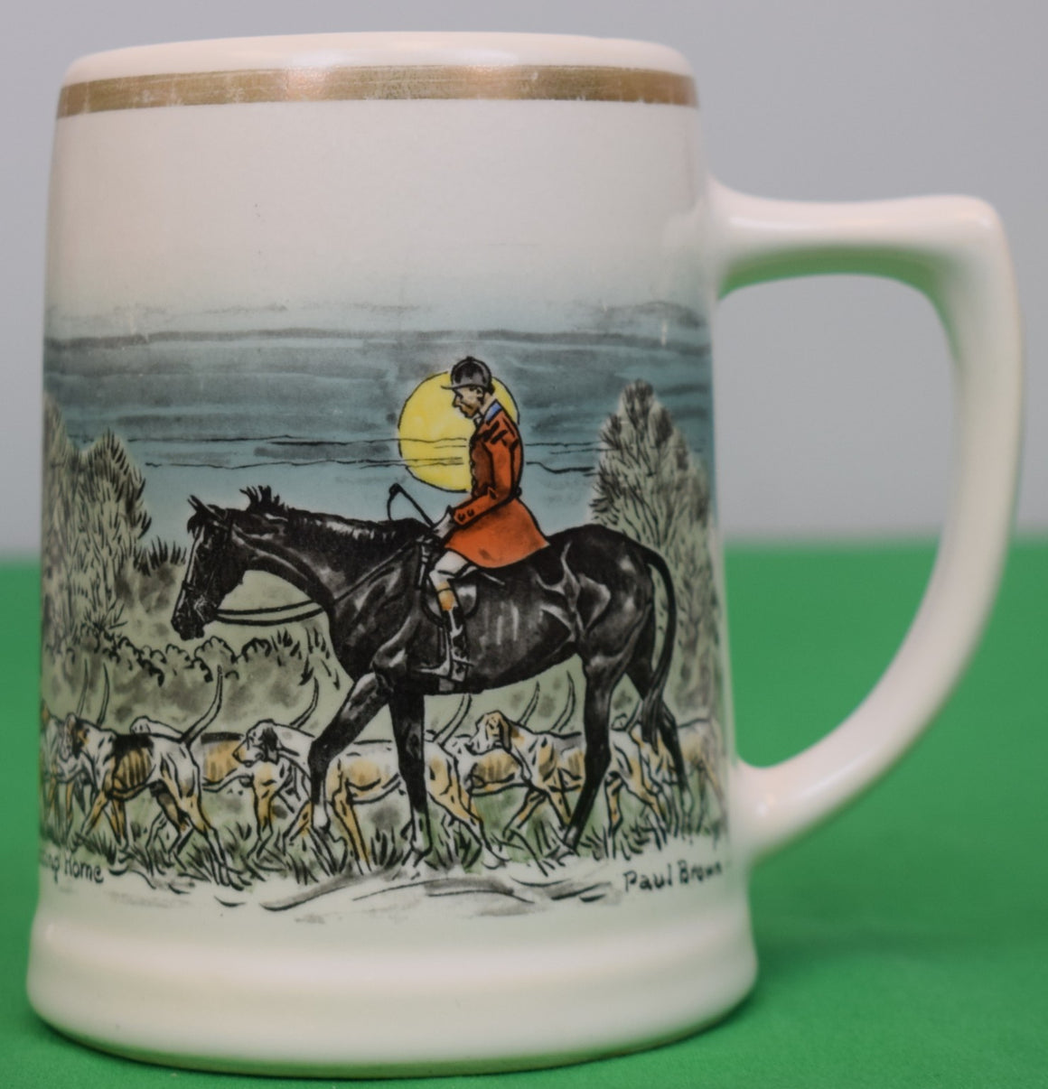 Paul Brown "Hacking Home" Fox-Hunt Scene 1962 Ceramic Hand Painted Mug