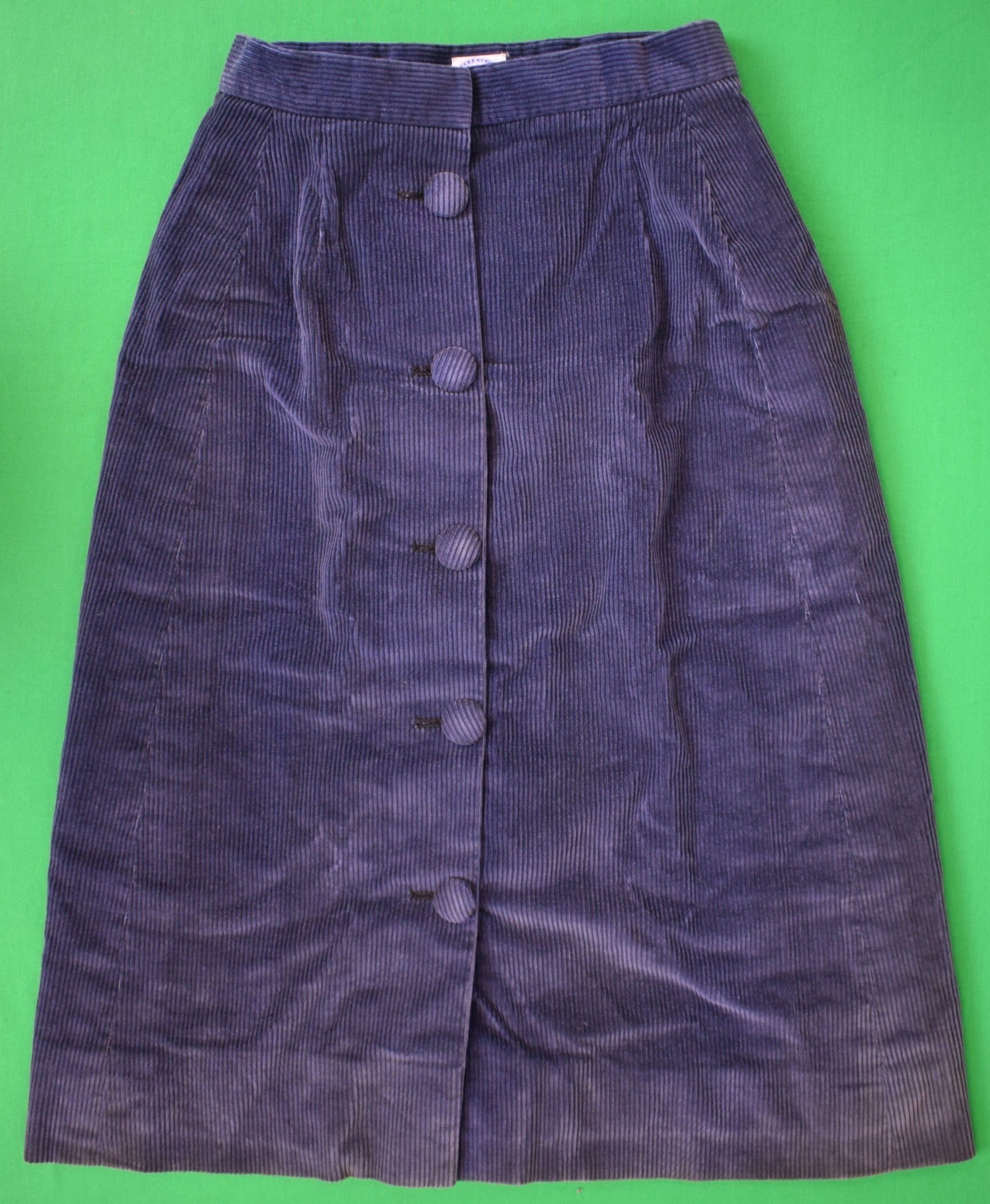 "The Andover Shop Blue Mid-Wale Corduroy Skirt w/ 5 Button Front Panel" Sz XS