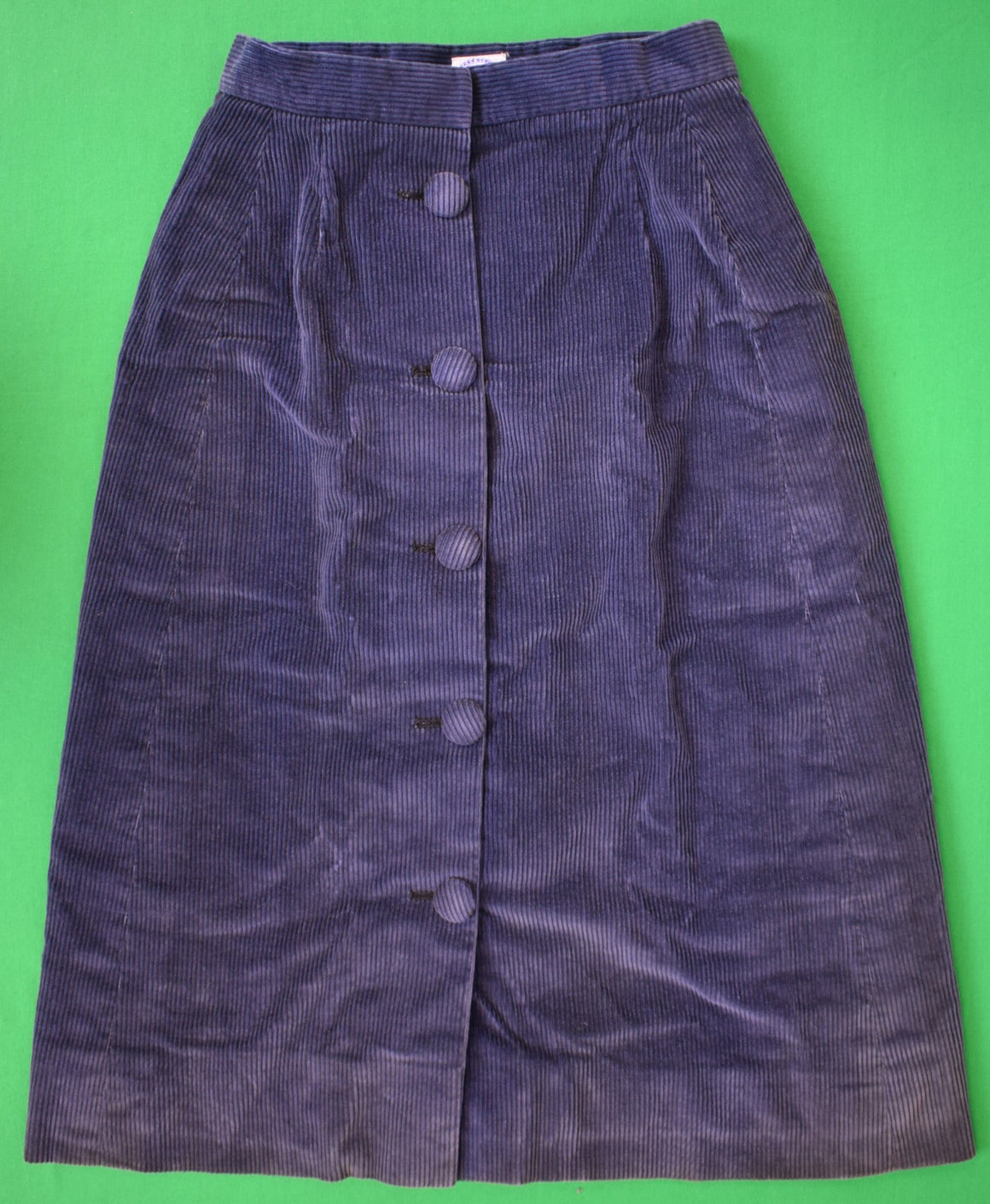 "The Andover Shop Blue Mid-Wale Corduroy Skirt w/ 5 Button Front Panel" Sz XS
