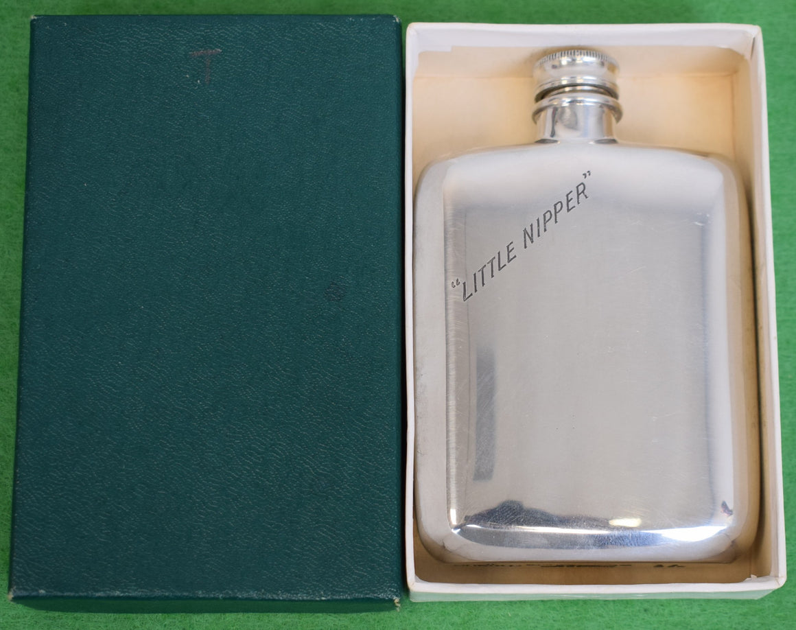 Abercrombie & Fitch "Little Nipper" Silver Plate 2oz Flask Made In England (NIB)