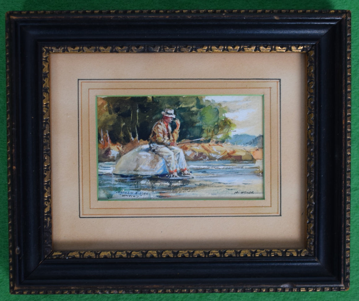 Franklin & Lord "Waiting" Fisherman Watercolor by Milton C. Weiler