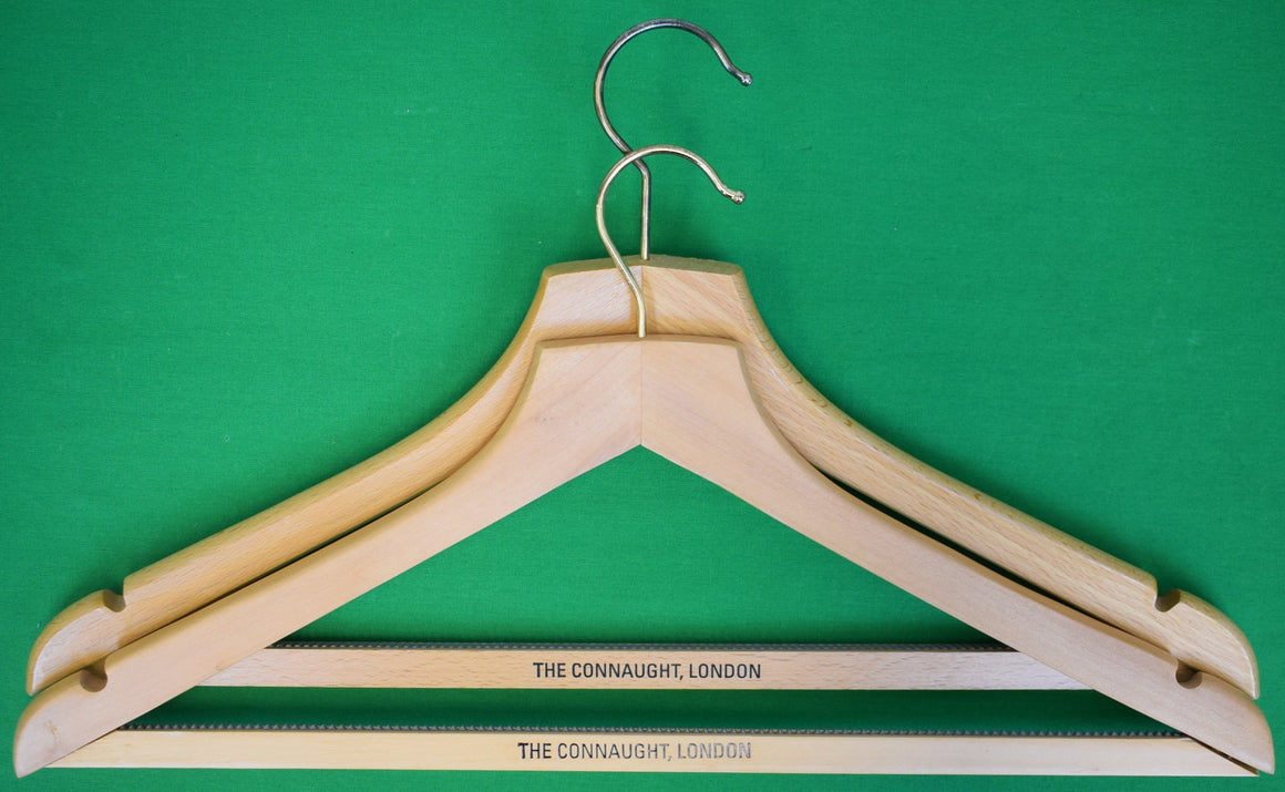 "Pair x The Connaught, London Hotel Suit/ Coat Oak Hangers" (NOS)