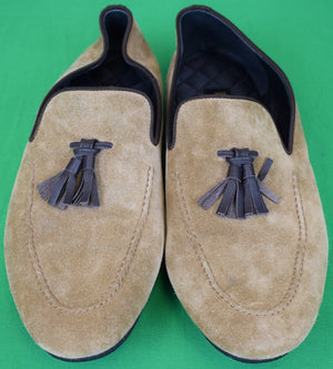 "Paul Stuart Taupe Suede Tassel Driving Moccasins Made In Italy" Sz 12M