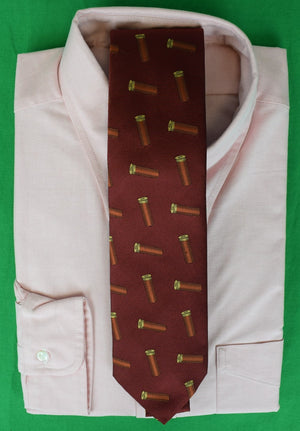 "Seaward & Stearn Burgundy English Silk Cartridge Shell Club Tie"