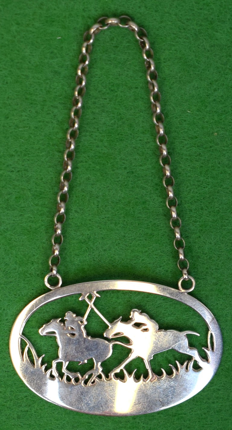 Garrard & Co London Sterling Silver Polo Player Wine Decanter Tag w/ Chain Link