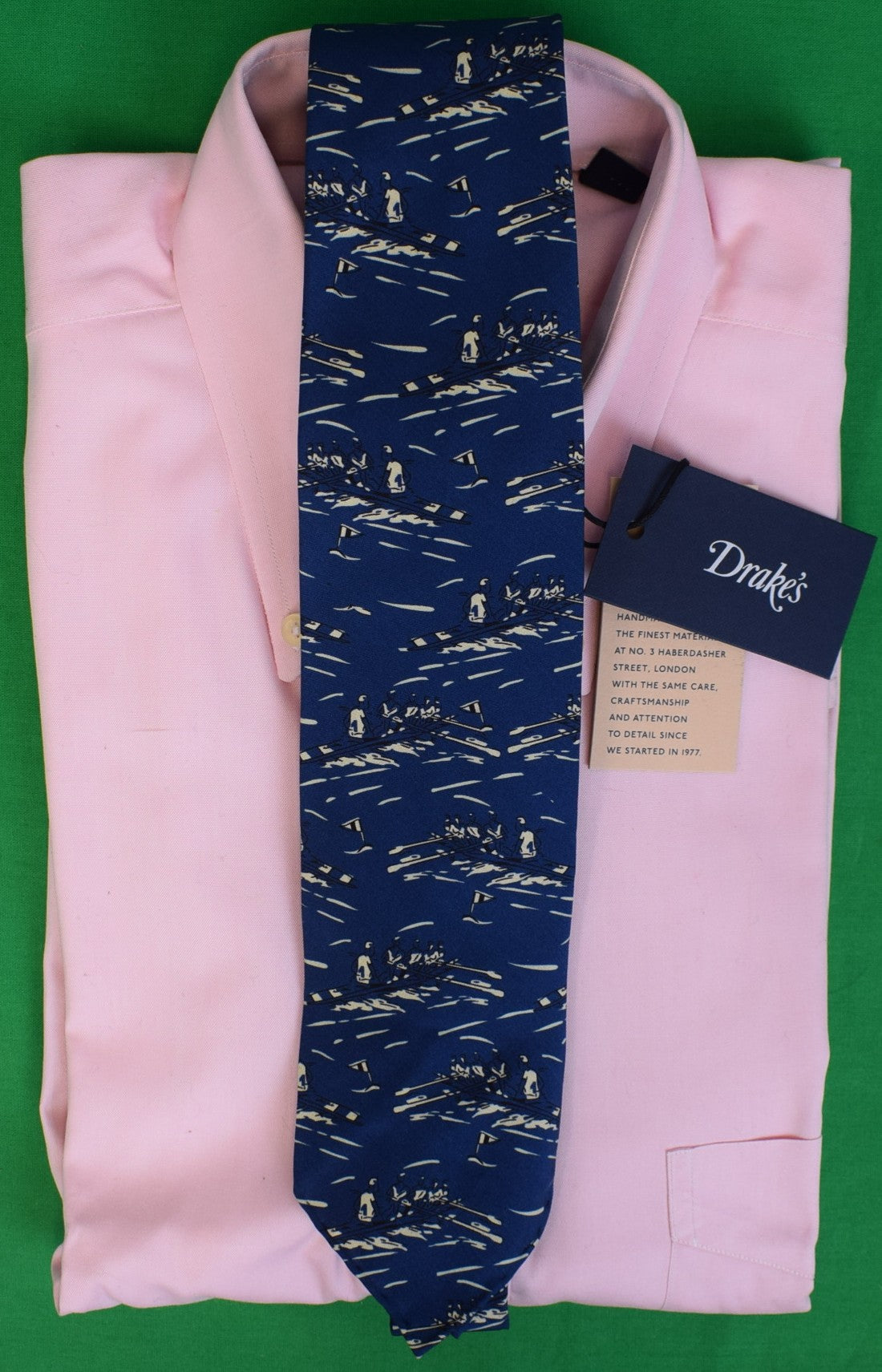 "Drake's Royal Navy Silk Rowing/ Sculling Motif Tie Made In England" (NWT)