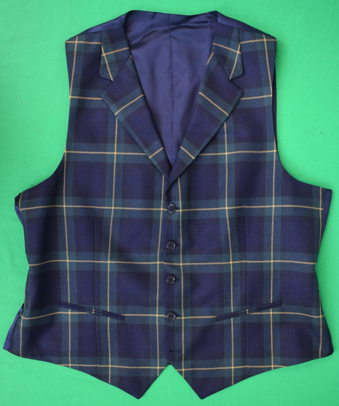 "J. Press Green/ Navy Tartan Plaid Wool Waistcoat" Sz L (NWOT)