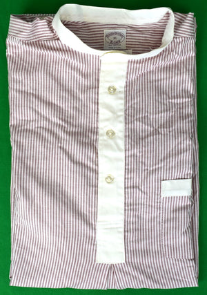 "Brooks Brothers Oxford Cloth Burgundy Stripe Nite Shirt" Sz XL (NWOT)