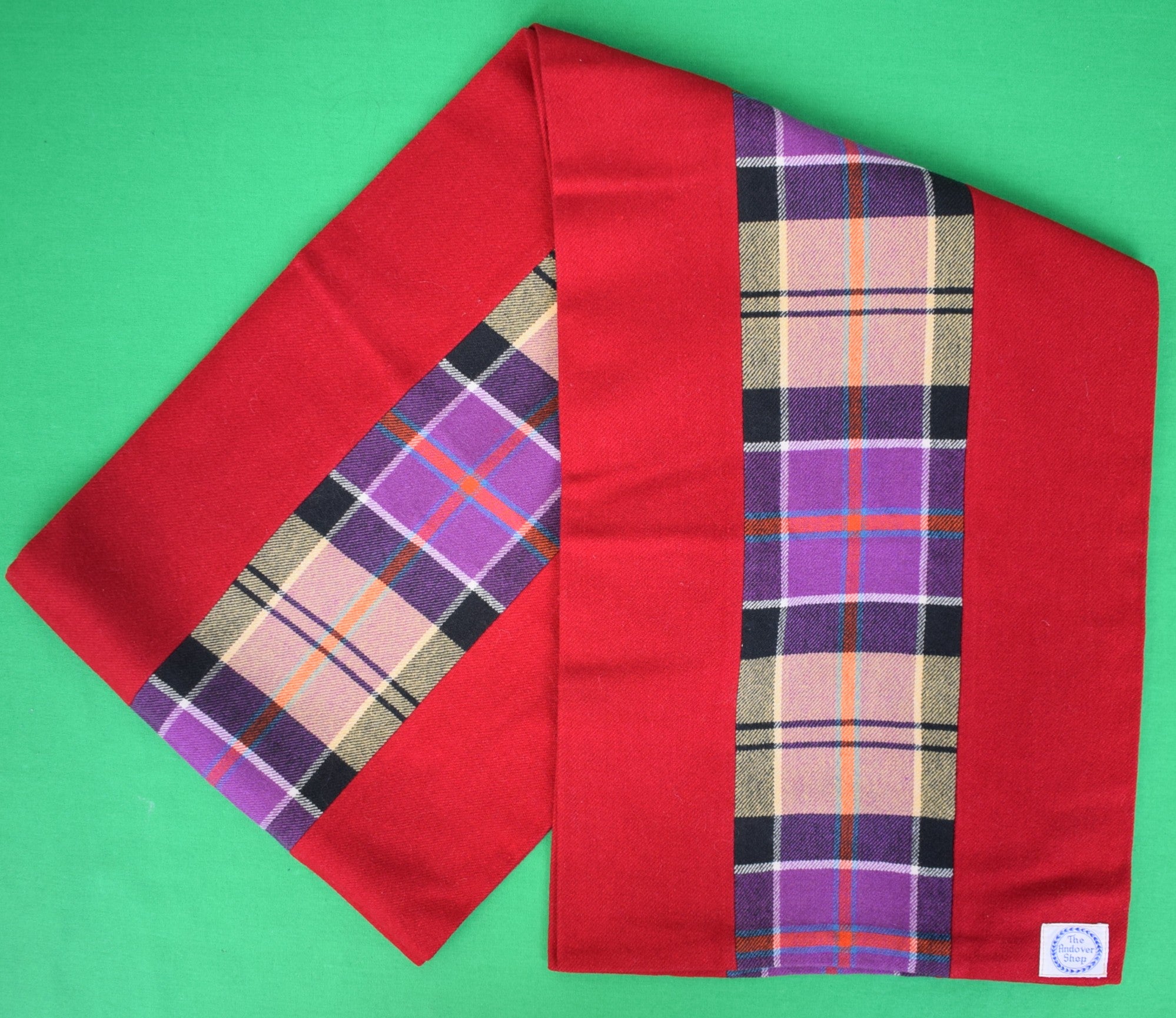 The Andover Shop Tartan Plaid w/ Red Flannel Trim Muffler Scarf