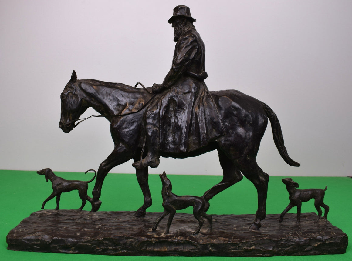 Old Virginian Foxhunter Bronze Sculpture by Charles Cary Rumsey  (American, 1879-1922) (SOLD)