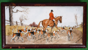 "Cyril Gorainoff Fox-Hunt Scene on Porcelain Panel w/ c1947 Cigarette Box"