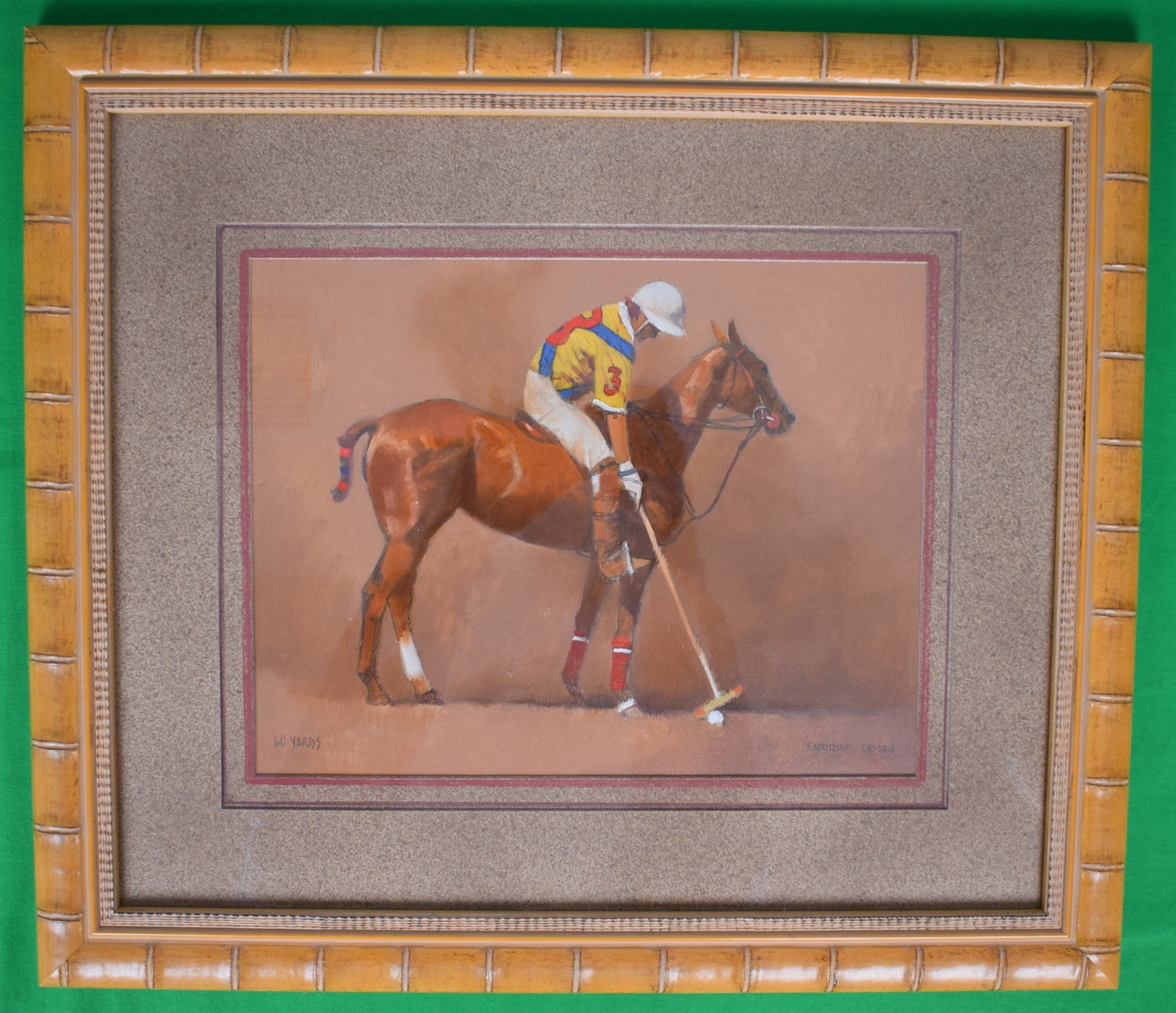 "60 Yards" Polo Player Oil on Board by Enrique Castro (SOLD)