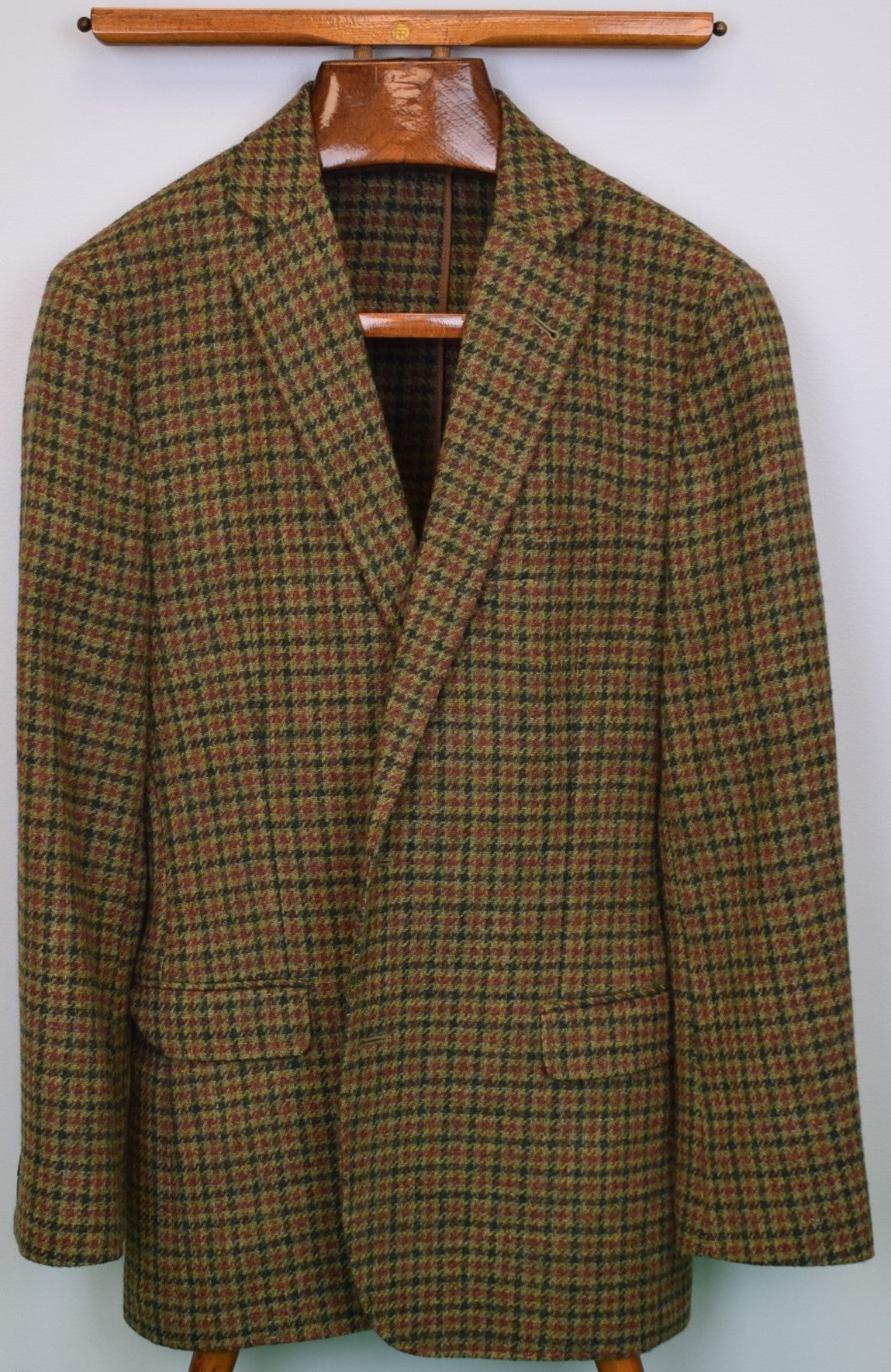"Brooks Brothers 1818 Fitzgerald Scottish Tweed Olive/ Russet Houndstooth Sport Coat" Sz 42R