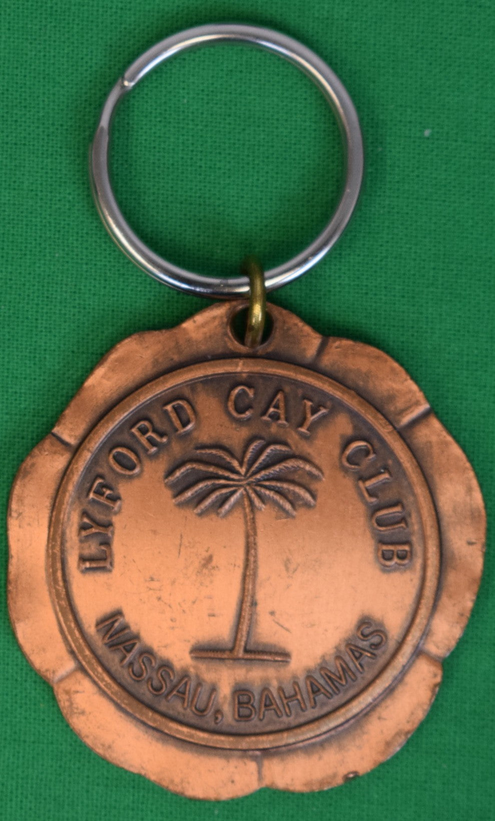Lyford Cay Club Bahamas Brass Key Fob