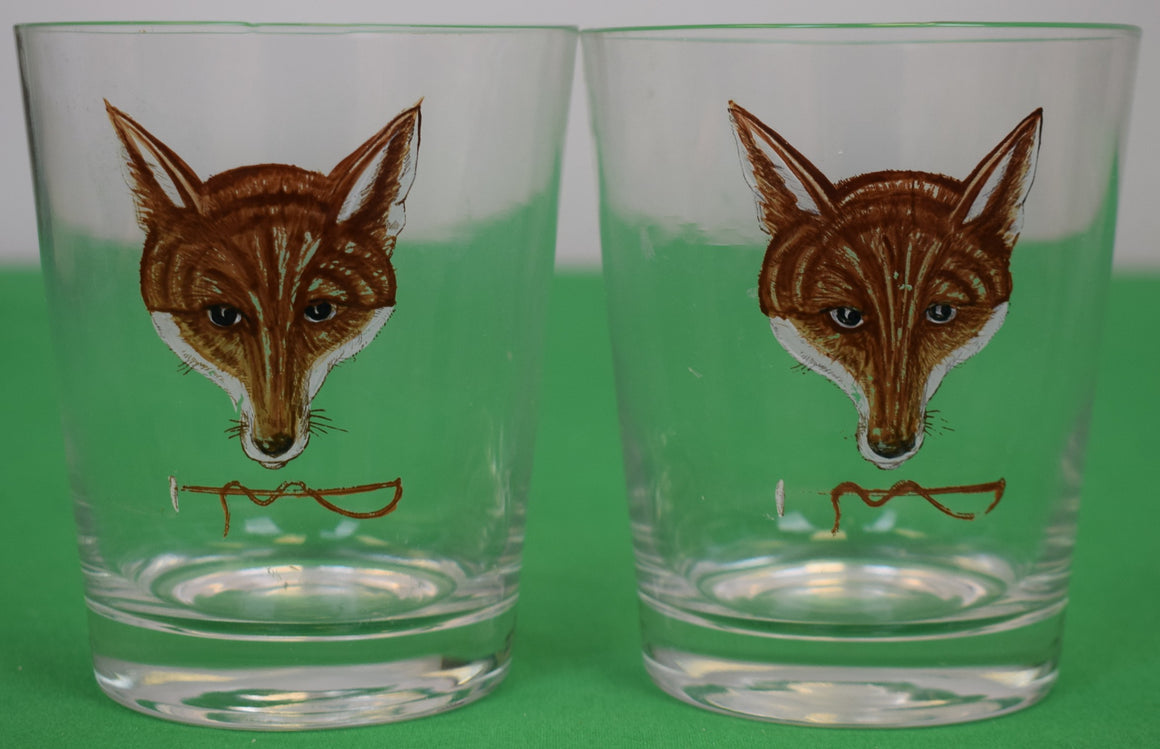 "Pair x Cyril Gorainoff Hand Painted Fox Mask w/ Riding Crop Double Old Fashioned Cocktail Glasses"